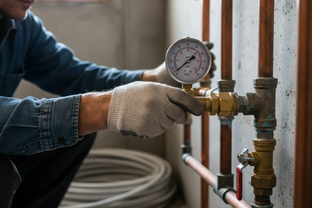 Pressure testing a repaired line during Water Line Repair in Thorofare
